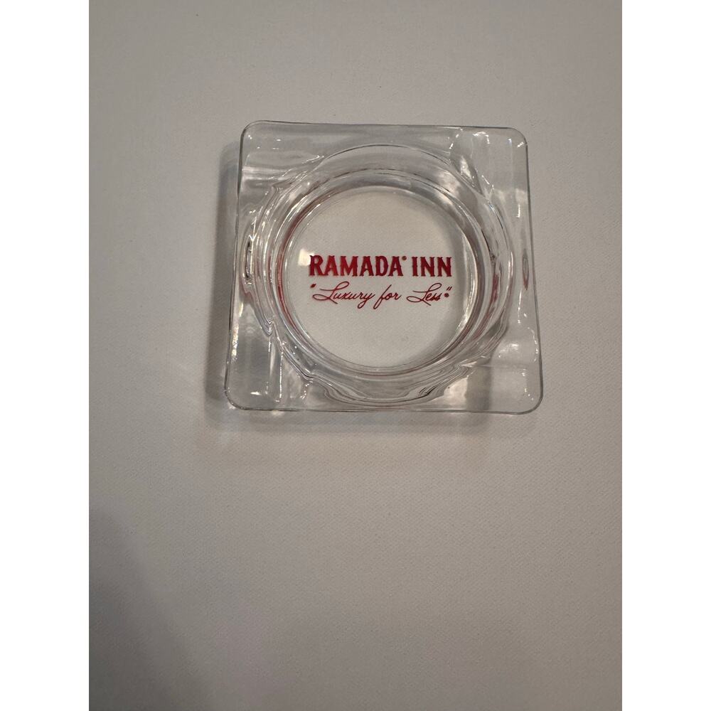 Vintage Ramada Inn Ashtray Glass Red Logo